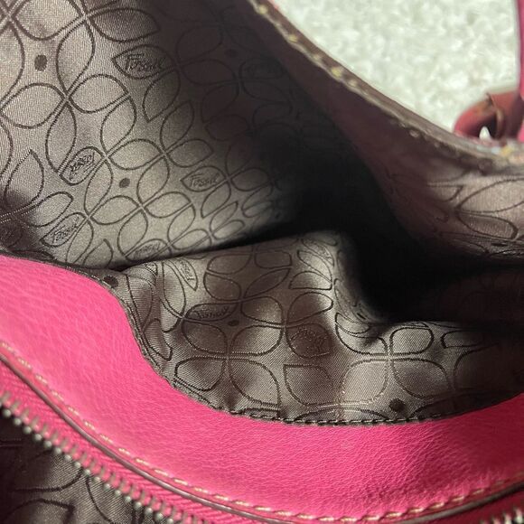 Fossil long live Vintage leather pink medium shoulder bag silver tone hardwares - Picture 12 of 15